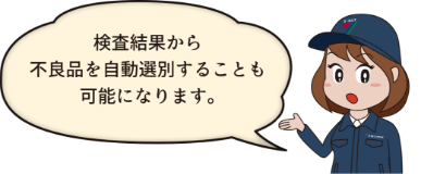 検査結果から不良品を自動選別することも可能になります。